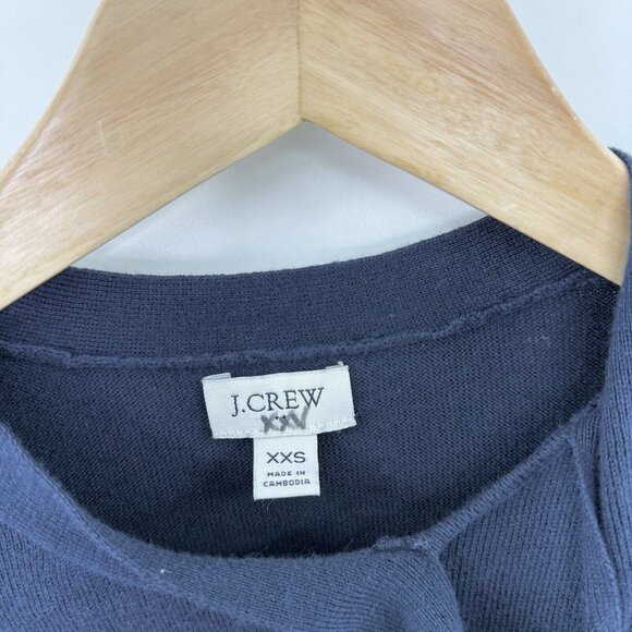J.Crew Factory Navy Blue 100% Cotton Tie Neck Long Sleeve Sweater XXS Preppy - Picture 4 of 10